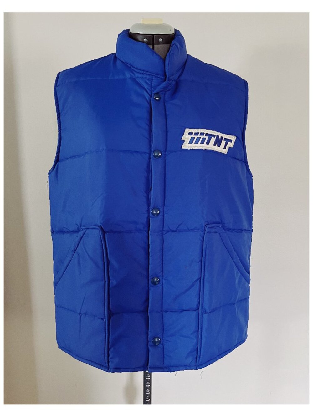 VTG Upstream Sz M TNT Motorsports Pull Circuit Blue Snap Front Puffer Vest